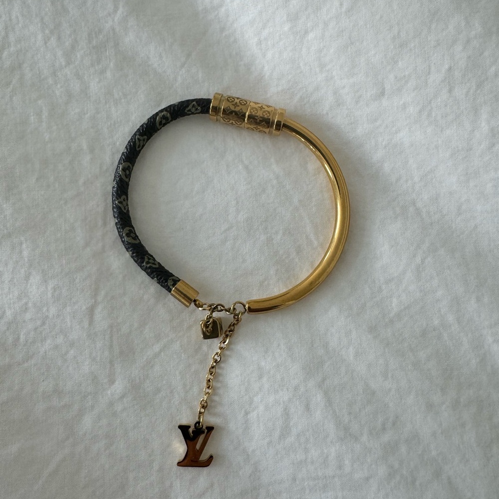 Louis Vuitton Leather & Metal Bracelet